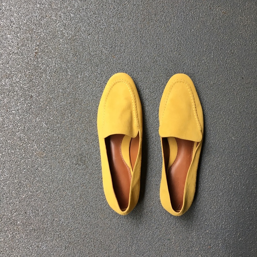 Butter Yellow Leather Suede Loafers